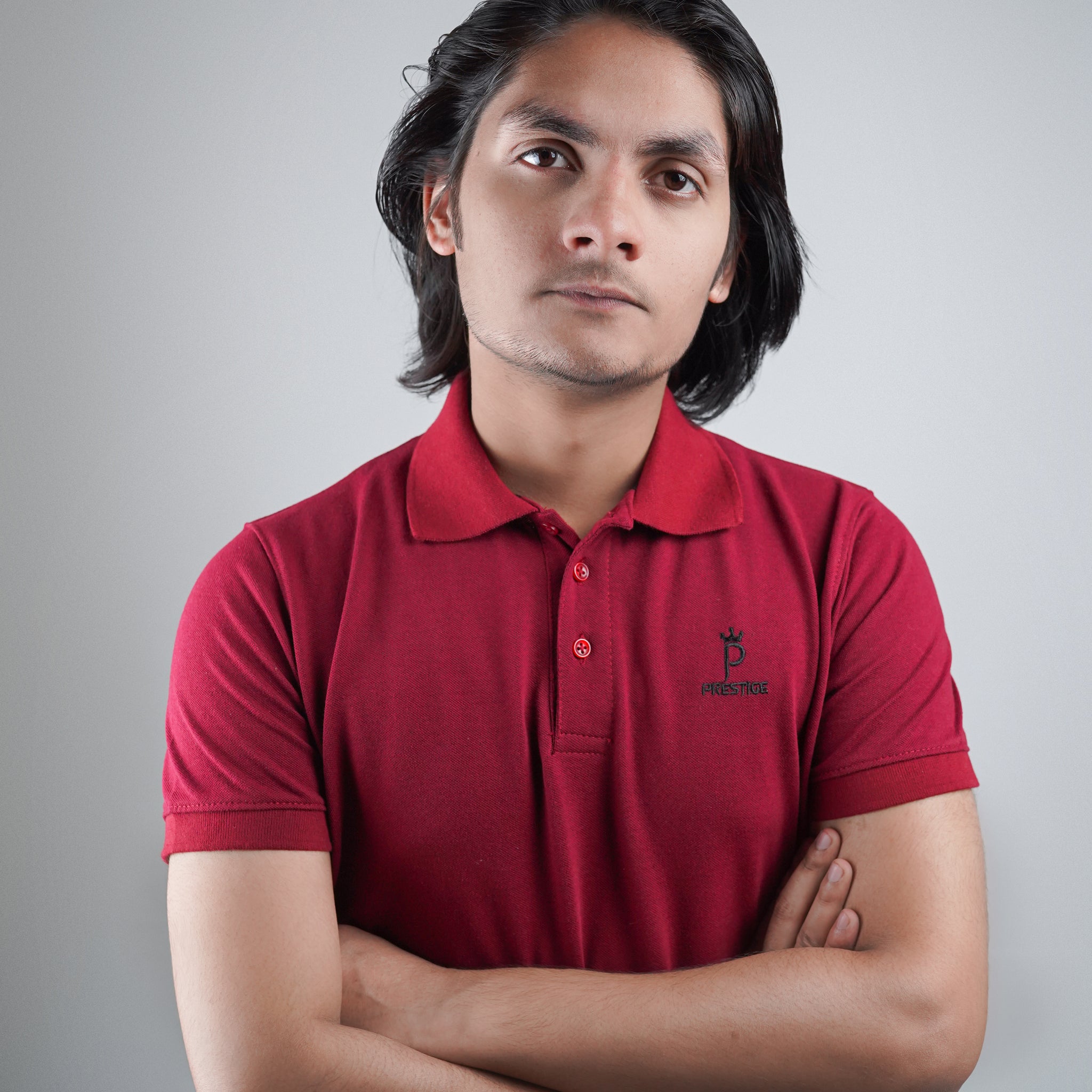 Maroon With Red Contrast Collar Polo T Shirt