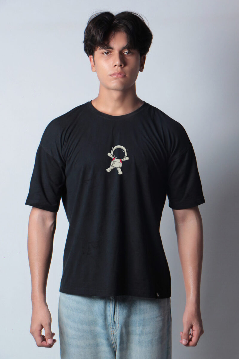 "Astronaut" Printed Oversize Black T shirt