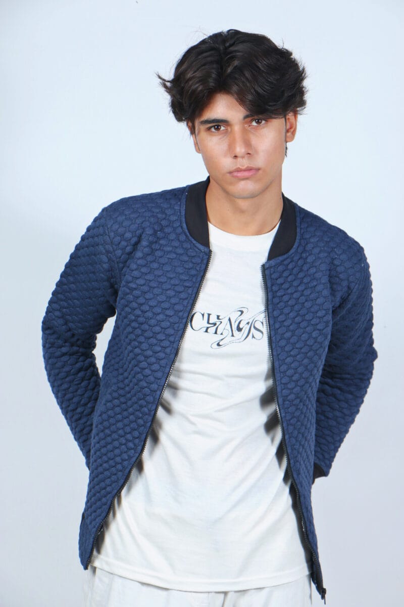 Quilted Blue Zipper Jacket