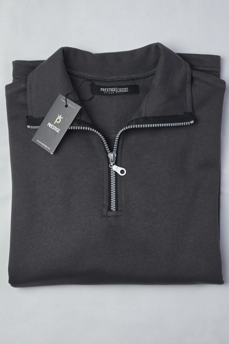 Charcoal Zipper Mock Neck
