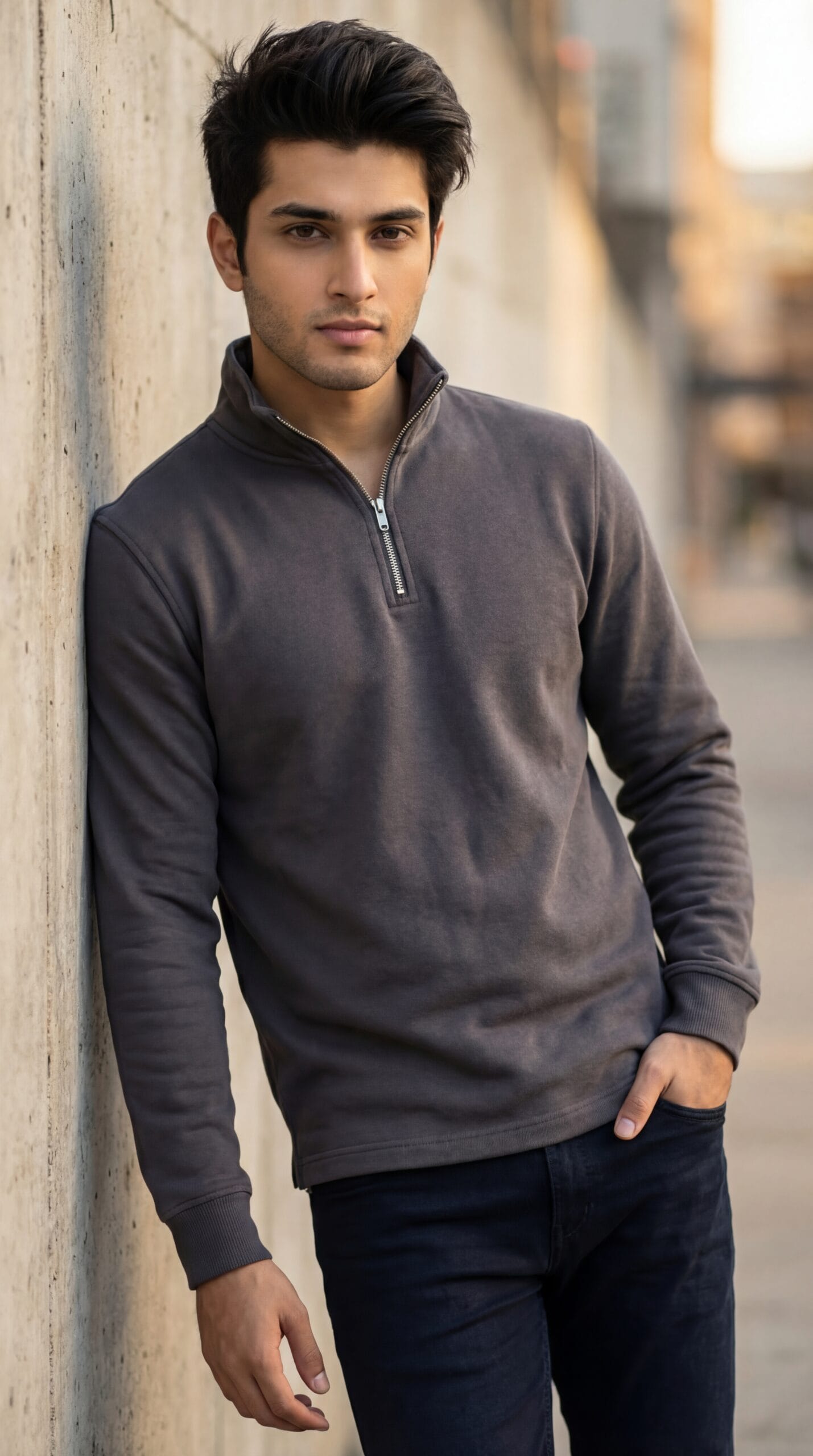 Charcoal Zipper Mock Neck - Image 3