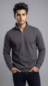 Charcoal Zipper Mock Neck - M