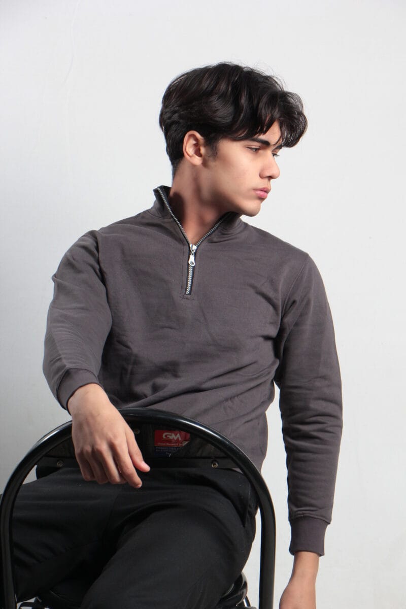 Charcoal Zipper Mock Neck -2