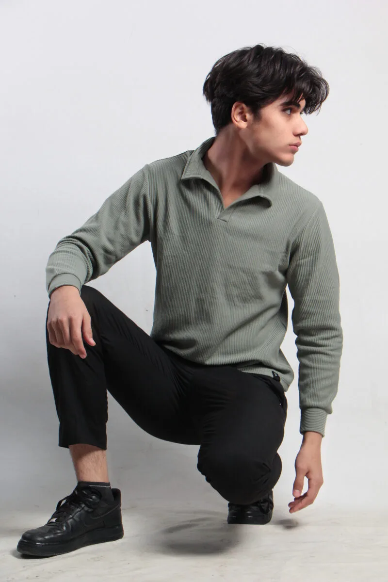 Light Olive Ottoman Full Sleeves Shirt