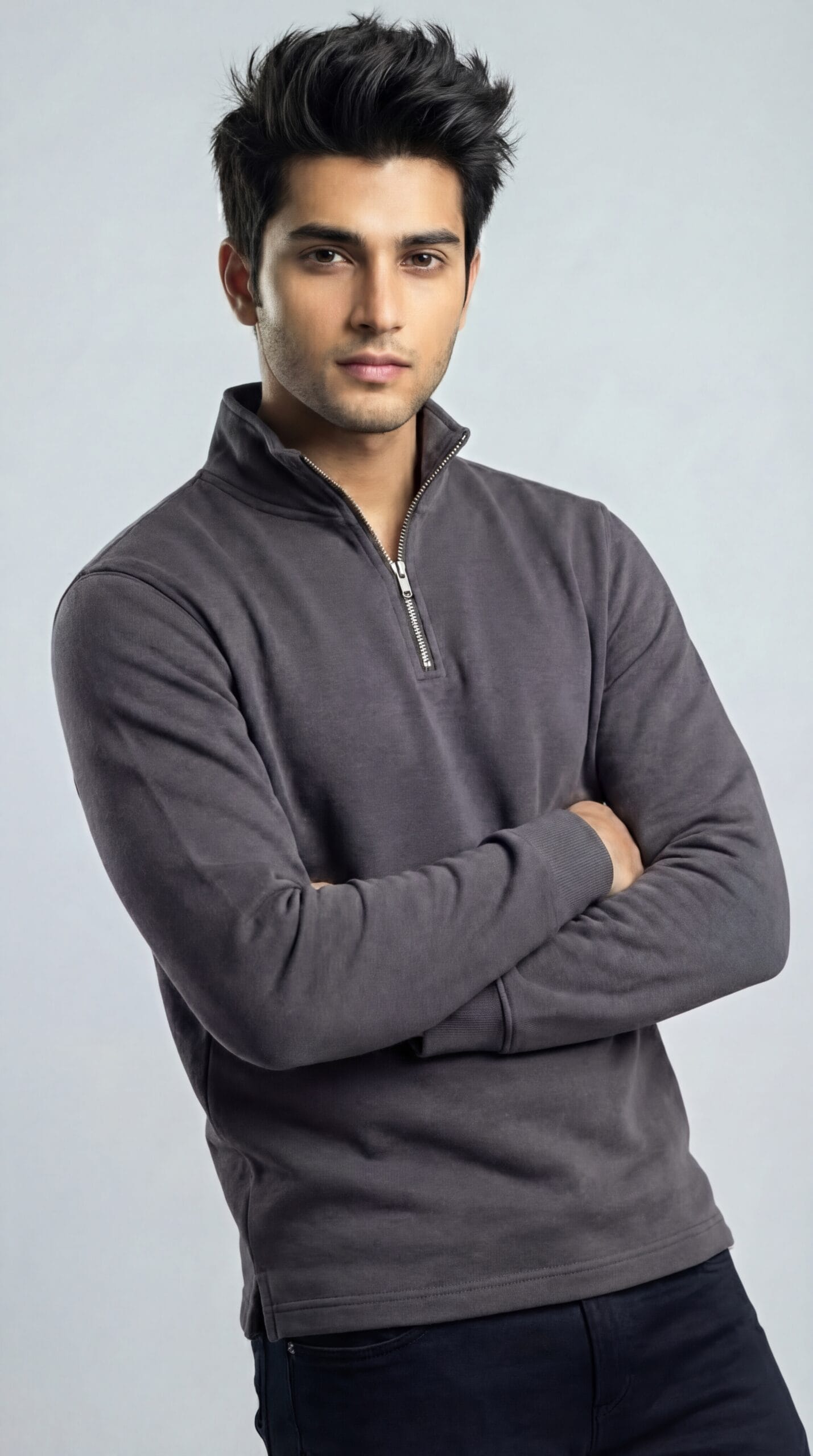 Charcoal Zipper Mock Neck - Image 2