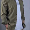 Olive Linen Blend Button Down Shirt