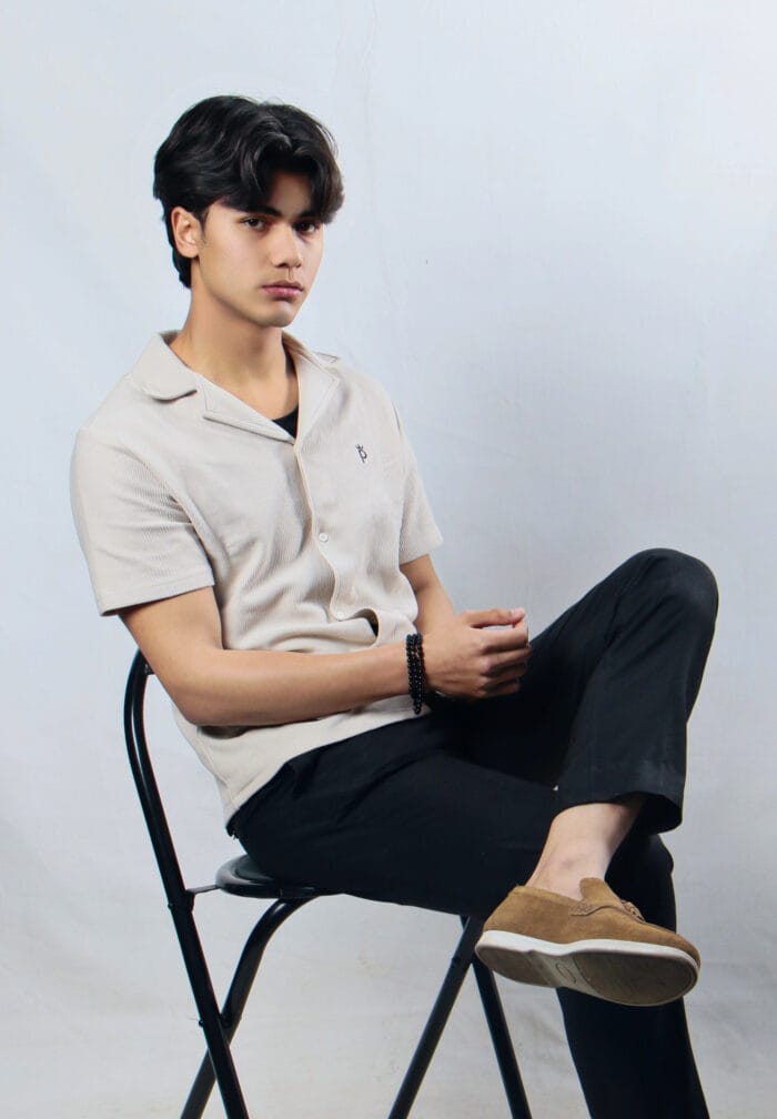 Beige Ottoman Cuban Collar Shirt - Image 2