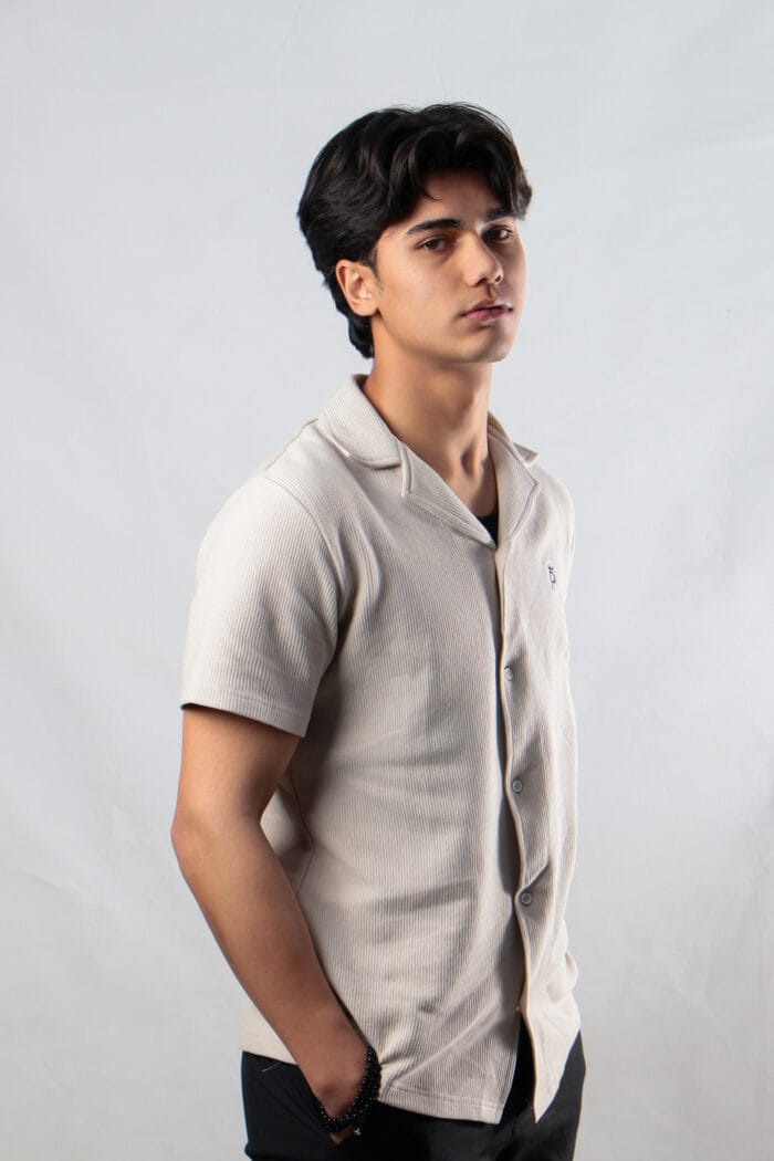 Beige Ottoman Cuban Collar Shirt